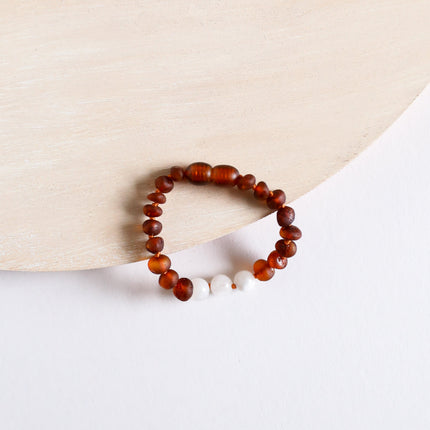 Raw Cognac Baltic Amber + Moonstone || Anklet • Bracelet