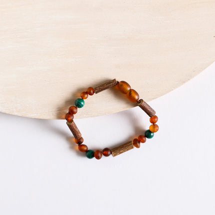 Hazelwood || Raw Cognac Baltic Amber + Malachite || Anklet or Bracelet