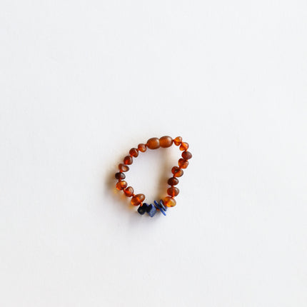Raw Cognac Baltic Amber + Raw Lapis || Anklet or Bracelet