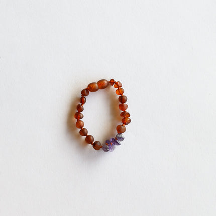 Raw Cognac Baltic Amber + Raw Amethyst || Anklet or Bracelet