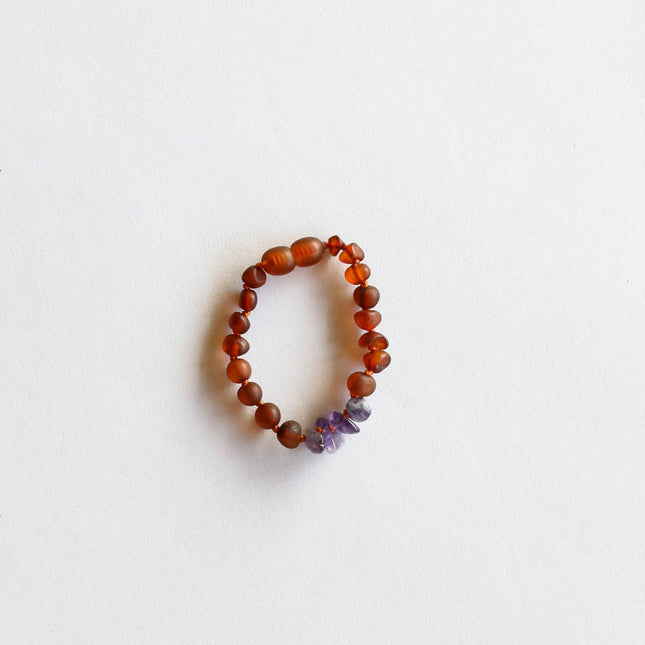 Raw Cognac Baltic Amber + Raw Amethyst || Anklet or Bracelet