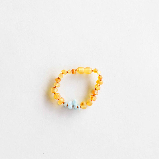 Raw Honey Baltic Amber + Aquamarine || Anklet or Bracelet