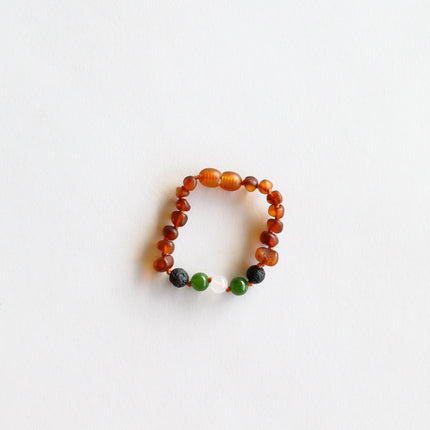 Raw Cognac Baltic Amber || Lava + Jade + Agate || Anklet or Bracelet