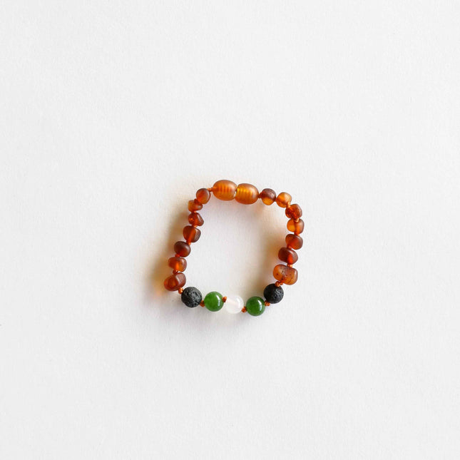 Raw Cognac Baltic Amber || Lava + Jade + Agate || Anklet or Bracelet