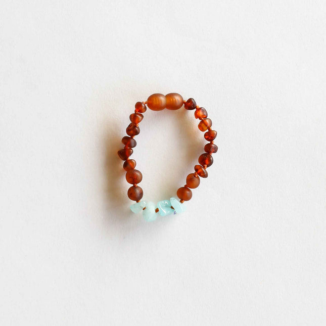 Raw Cognac Baltic Amber + Raw Aquamarine  || Anklet or Bracelet