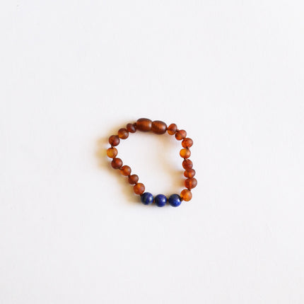Raw Cognac Baltic Amber + Lapis Lazuli || Anklet or Bracelet