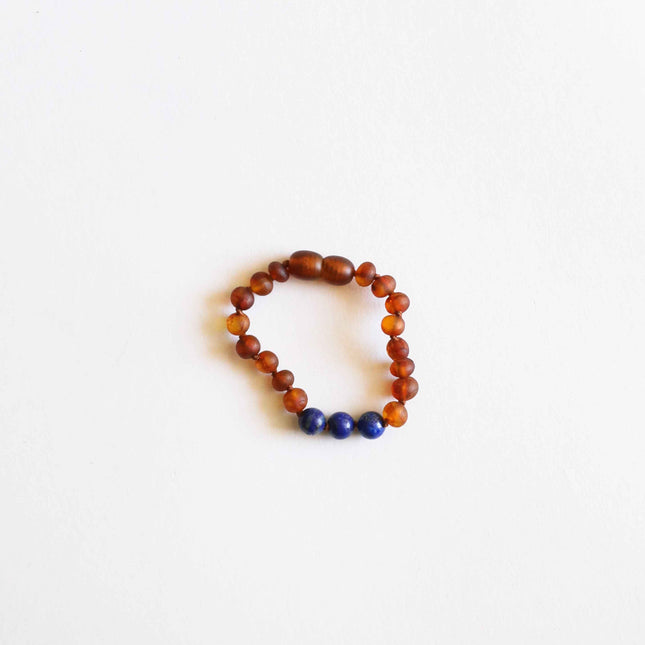 Raw Cognac Baltic Amber + Lapis Lazuli || Anklet or Bracelet