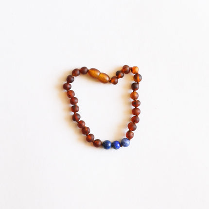 Raw Cognac Baltic Amber + Lapis Lazuli || Anklet or Bracelet