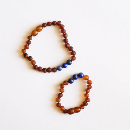 Raw Cognac Baltic Amber + Lapis Lazuli || Anklet or Bracelet