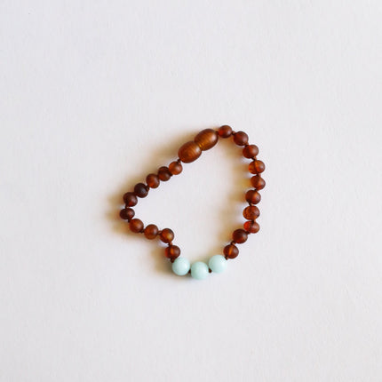 Raw Cognac Baltic Amber + Amazonite || Anklet or Bracelet