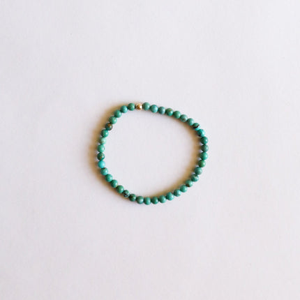 Natural Turquoise + 14K Gold Filled || Beaded Stretch Bracelet