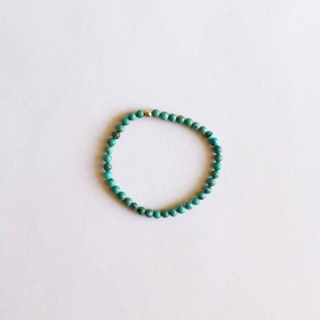 Natural Turquoise + 14K Gold Filled || Beaded Stretch Bracelet