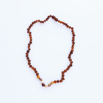Raw Cognac Baltic Amber + Mookaite Jasper || Necklace