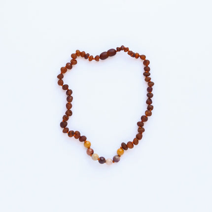 Raw Cognac Baltic Amber + Mookaite Jasper || Necklace