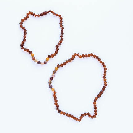Raw Cognac Baltic Amber + Mookaite Jasper || Necklace