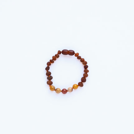 Raw Cognac Baltic Amber + Mookaite Jasper || Anklet or Bracelet