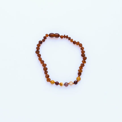 Raw Cognac Baltic Amber + Mookaite Jasper || Anklet or Bracelet