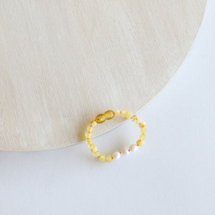 Raw Honey Baltic Amber + Pearls || Anklet or Bracelet