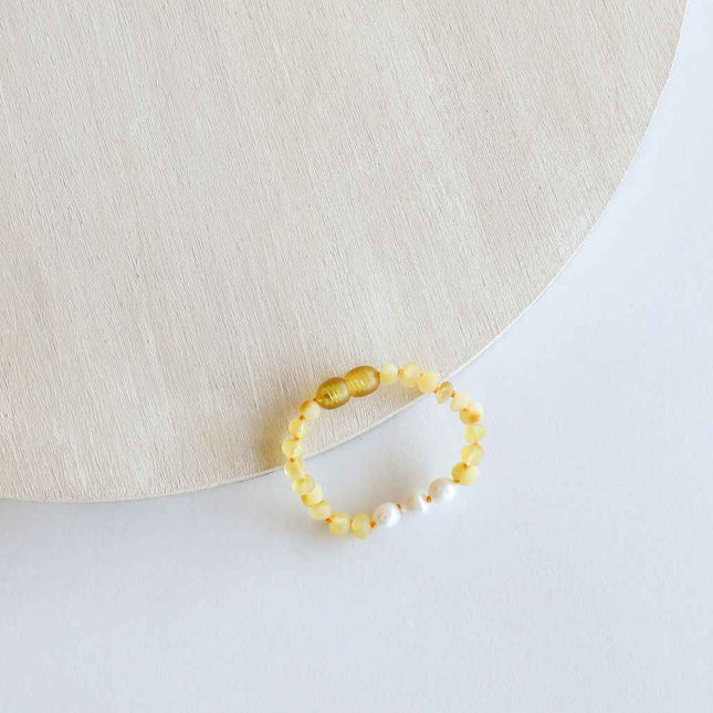 Raw Honey Baltic Amber + Pearls || Anklet or Bracelet