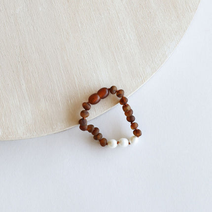 Raw Cognac Baltic Amber + Pearls || Anklet or Bracelet