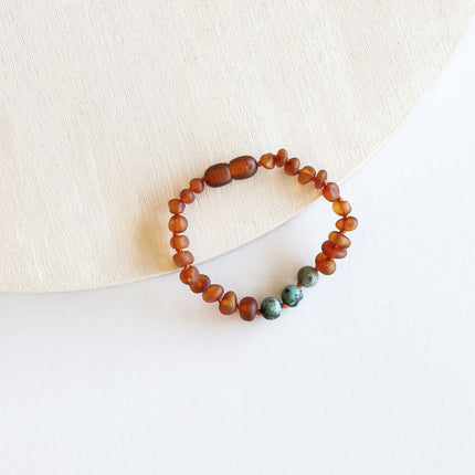 Raw Cognac Baltic Amber + Turquoise Jasper || Anklet or Bracelet