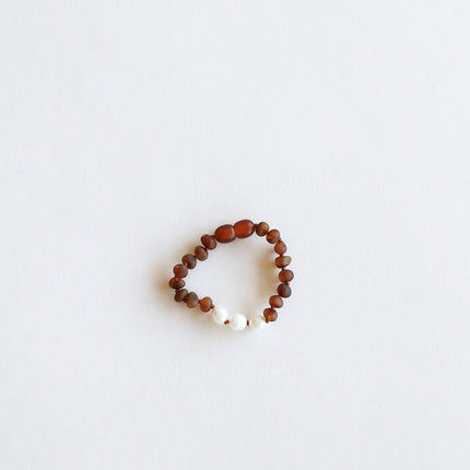 Raw Cognac Baltic Amber + Pearls || Anklet or Bracelet