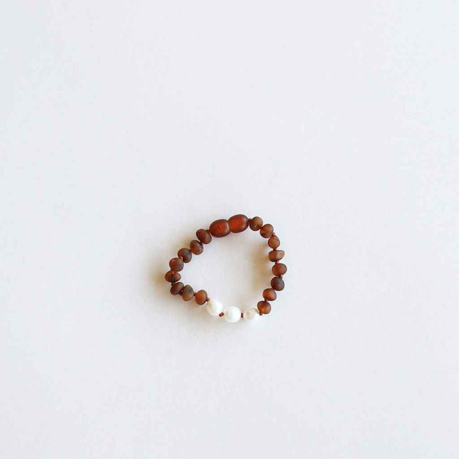 Raw Cognac Baltic Amber + Pearls || Anklet or Bracelet