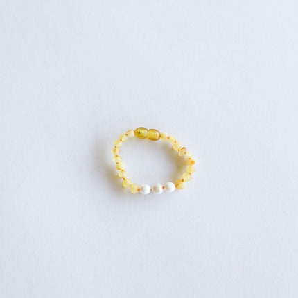 Raw Honey Baltic Amber + Pearls || Anklet or Bracelet