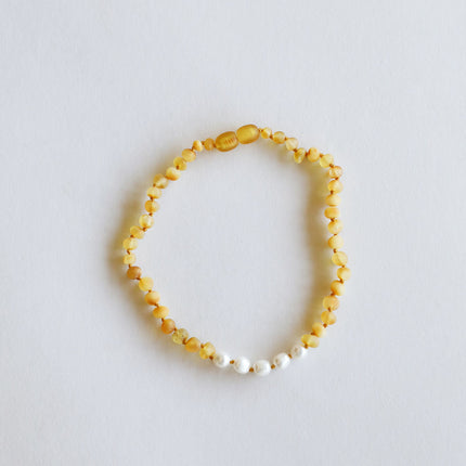 Raw Honey Baltic Amber + Pearl || Necklace