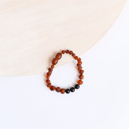 Raw Cognac Baltic Amber + Shungite || Anklet or Bracelet