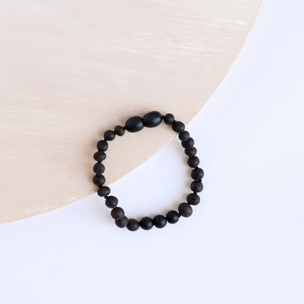 Raw Black Baltic Amber + Shungite || Anklet or Bracelet