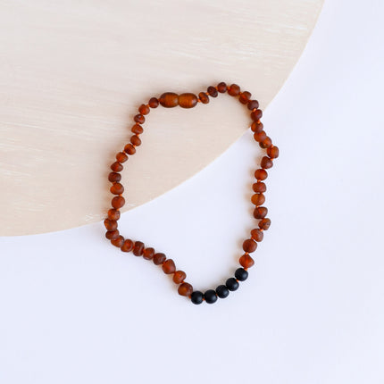 Raw Cognac Baltic Amber + Shungite || Necklace