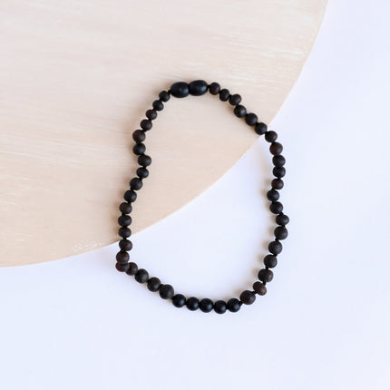 Raw Black Baltic Amber + Shungite Necklace