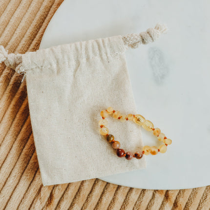 Raw Honey Baltic Amber + Mookaite Jasper || Anklet or Bracelet