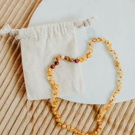 Raw Honey Baltic Amber + Mookaite Jasper || Necklace