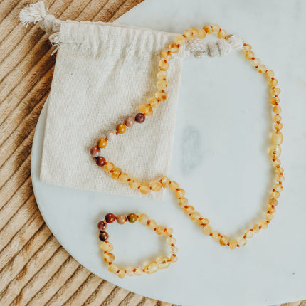Raw Honey Baltic Amber + Mookaite Jasper || Anklet or Bracelet