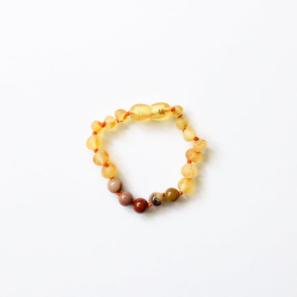 Raw Honey Baltic Amber + Mookaite Jasper || Anklet or Bracelet