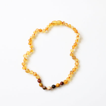 Raw Honey Baltic Amber + Mookaite Jasper || Necklace