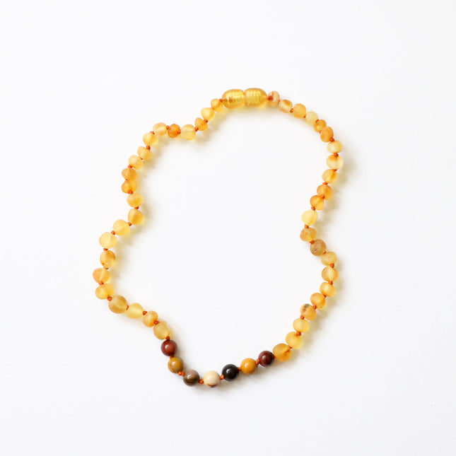 Raw Honey Baltic Amber + Mookaite Jasper || Necklace