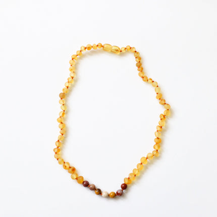 Raw Honey Baltic Amber + Mookaite Jasper || Necklace