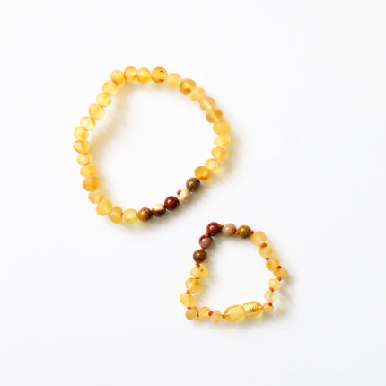 Raw Honey Baltic Amber + Mookaite Jasper || Anklet or Bracelet