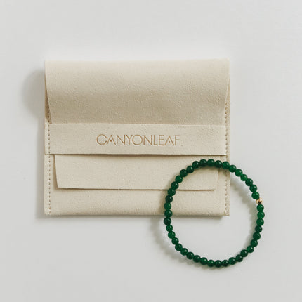 Dainty Green Jade + 14K Gold Filled || Beaded Stretch Bracelet