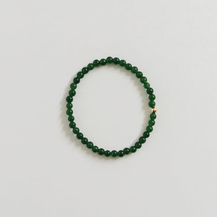 Dainty Green Jade + 14K Gold Filled || Beaded Stretch Bracelet
