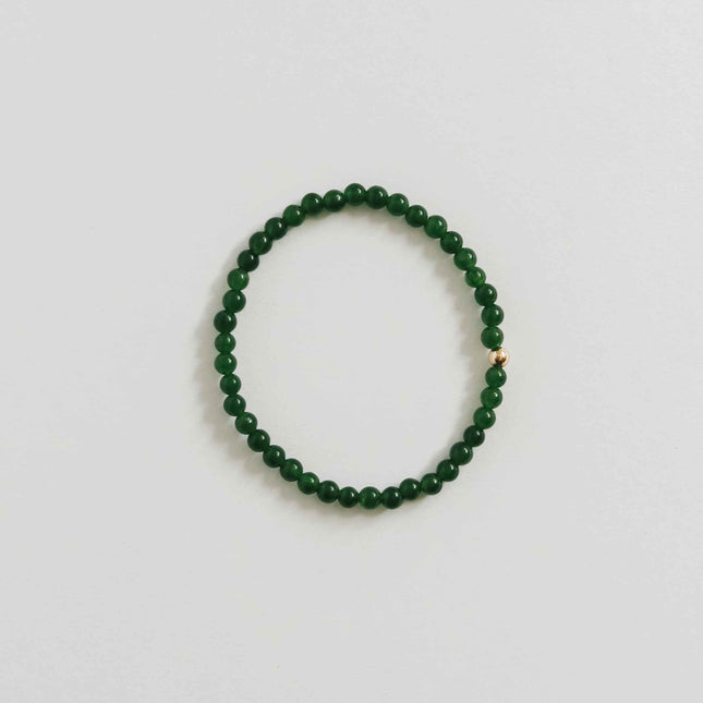 Dainty Green Jade + 14K Gold Filled || Beaded Stretch Bracelet