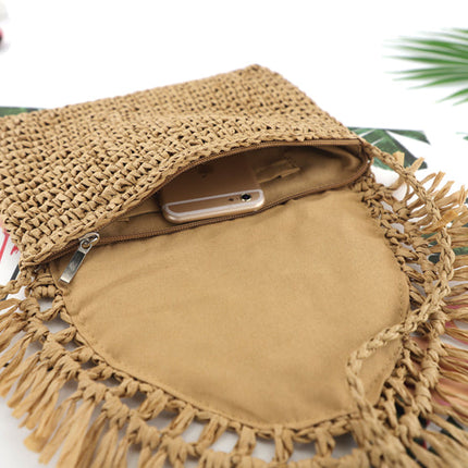 Sofia Foldover Straw Crossbody Bag