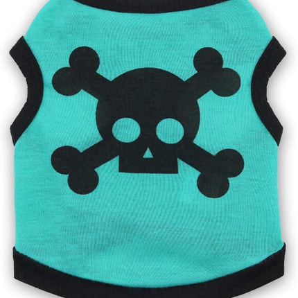 Dog Vest Skull Bones Halloween Cosplay Dog Tank Top Colour Blocking Stretch Cats Costumes