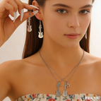 03 Ancient Silver 1 pair of stud earrings + 2 necklaces
