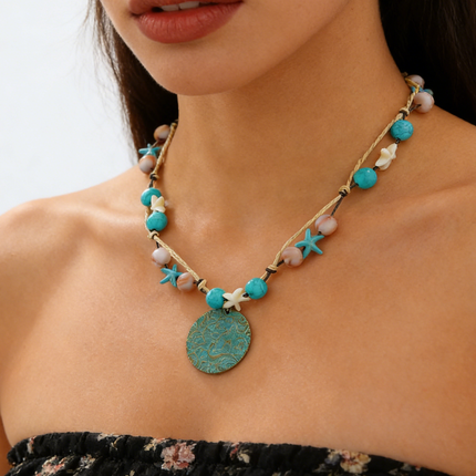 Bohemian Starfish Braided Double-Layer Necklace