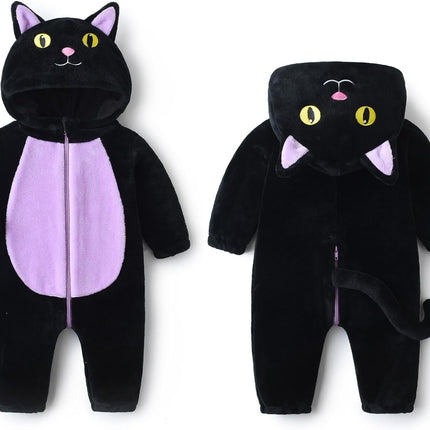 Black Cat Costume for Toddler Baby Girl Boy Halloween Costumes Fuzzy Warm Fall Winter Clothes Halloween Cats Outfit