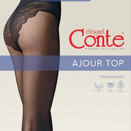 Conte (Poland) Bikini Soft 20 Den - Classic Women's Tights with Ajour Top (8S-34SP)